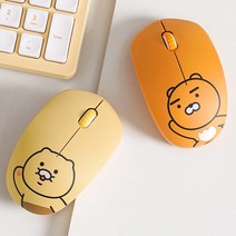 카카오 무선 마우스 예쁜 캐릭터 라이언 춘식이 소리안나는 무소음 노트북 휴대용 귀여운 핑크 다이소 사무실 업무용 독서실 카페, 안녕_라이언 무선마우스, 카카오마우스