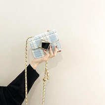 3컬러 초미니 메탈 체인 체크 무늬 크로스 숄더 백