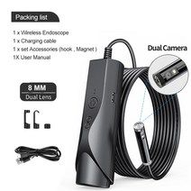 배관 내시경카메라 관로 누수 탐지기 8개의 led 조명이 있는 듀얼 렌즈 무선 스코프, 3m, 8mm 듀얼 렌즈