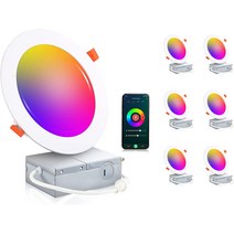 [6 팩] Cloudy Bay 6 인치 스마트 WiFi LED 오목한 조명 RGBCW 색상 변화 오목한 조명 공동, 1개
