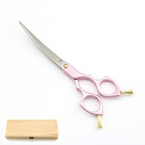 별 가위 아트 그루밍 커브 요술가위 겸자 숱가위전문 애완견 미용 곡선 6.5 인치 곡선, 핑크 6.5inch c 나무