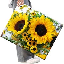 FASEN 3D 캔버스형 보석십자수 DIY 액자 키트 40 x 50 CM, 1세트, FE05.해바라기요.