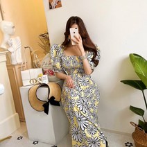 리본마켓 / 2color 비치워크 플라워 리본스모크 롱원피스