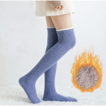 임산부 오버니삭스 기모 여성 슬림 흘러내림 방지 논슬립 무압박 롱 수면양말 찬 발 양말, 2-롱수면양말-블루