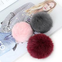 토끼털 열쇠고리 키링 자동차 키홀더 토끼인형 고리 악세사리 장식, 핑크