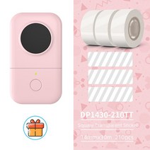 무선휴대라벨프린터 휴대폰스티커제조기 자체 접착 phomemo d30 라벨 프린터 소형, 핑크 클리어 14x30mm