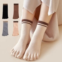 에브리테일 여성 중목 발가락양말 밴딩라인 4켤레