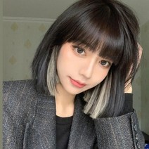 통가발 시크릿 투톤 단발 통 가발 보브컷 중_[230213EA], 1, 브라운톤-에쉬그레이, 본상품선택