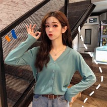 브이넥니트가디건 스웨터 코트 봄가을 소프트스타일 외 얇은 상의 여성 긴 소매 2318231244