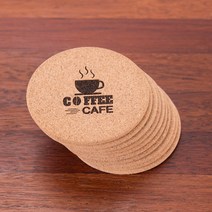 퍼즐사랑 코르크 컵받침 주문제작 레이저각인, 7 원형 라운드 부분각인