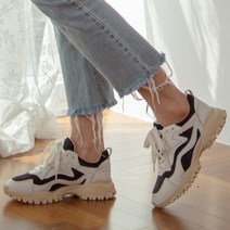 슈벅 지브라 키높이 가죽 어글리 여성 스니커즈 4.5cm