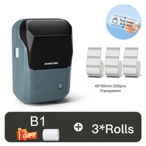 스티커인쇄기 라벨제작 폼텍라벨지 스티커라벨기Niimbot B1 Thermal Label Printer Bluetooth Portable Poc, 14 AddClear40x20-3Rolls