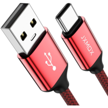 USB 타입 C 케이블 USB A to USB 3A 급속 충전(1M 2-Pack) 땋은 충전 코드 Samsung Galaxy S22 S20 Plus 참고 9 8 A20, 붉은색