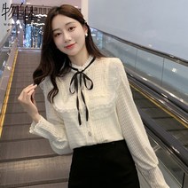 여성 쉬폰 레이스 블라우스 긴팔 셔츠 ​​겨울 착용 스타일 플러스 벨벳 두꺼