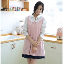 소담소담 레이스 카라 핑크 원피스형 앞치마 빅사이즈가능, 빅사이즈