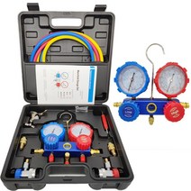 매니폴드 게이지 에어컨 자동차 에어 컨디셔닝 압력 매니 폴드 호스 키트 R410A R134a R404A R22 냉매 세트 박스 포함, 01 gauge set1