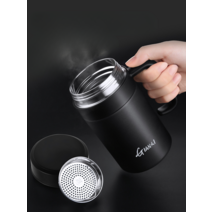 보온 보냉 컵 물병 텀블러 머그컵 스테인레스 손잡이, 신사블랙420ml