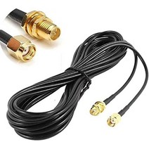 JUTOSU 5M WiFi 안테나 연장 코드 RP-SMA 동축 연장 코드 SMA 플러그 안테나 커넥터 케이블 무선 LAN 라우터 브리지 및 기타 외부 안테나 장비 용 남성 - 여성 커넥터