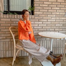 주황색 앵무새 여성 니트 가디건