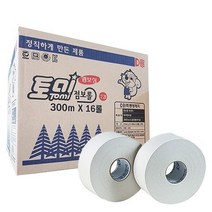 핑크몰/ 점보롤 토미 엠보싱 300M16롤 2겹 화장지 하얀나라, 1개