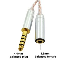 Hifi 2.5mm 균형 남성에서 4.4mm 균형 남성 오디오 어댑터 케이블 4.4mm ~ 2.5mm 밸런스 헤드폰 변환 케이블, 번들 3
