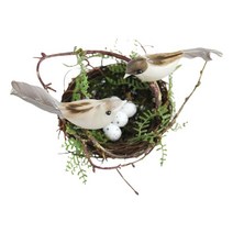 마당 결혼식을 위한 수제 인공 새 둥지 DIY 마이크로 조경 새 둥지 공예, 폼 및 플라스틱, 흰 계란