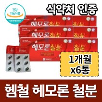 (6개 묶음) 리얼 철분제 헴철 햄철 철분 영양제 건강 식품 임산부 어린이 키즈 헤모론철분