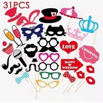 웨딩 촬영 소품 토퍼 브라이덜 샤워 파티 재미있는 장식 사진 부스 DIY 콧수염 입술 안경 마스크 포토부스 액세서리 용품 676 개, 6.31pcs