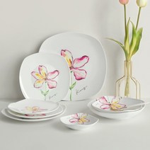 도자기 꽃무늬 접시 꽃모양 앞접시 사각 그릇 식기, 옵션명, 플레나 사각접시 8 2P