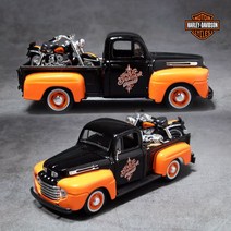 마이스토 할리데이비슨 모터사이클 픽업세트 포드트럭 오렌지 블랙 1:24 H-D Ford F-1 Pickup / 1:24 H-D 1958 FLH DUO GLIDE