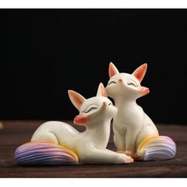 변색할 수 있는 여우 차총 피규어 애정운의 상징 사랑의 복을 가져다주는 장식품 재물운상승 풍수 홈 인테리어 돈이 들어오는 개업 이사 축하 선물 탁상 현관 장식품 다우 다총 다기, 여우-01(변색 불가)