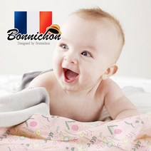보니숑 끈이있는 아기담요 타이블랭킷 라지, 프렌치체크블랙
