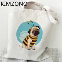 쇼핑백 퍼그 쇼핑 가방 bolsas de tela bolsa 재사용 가능한 캔버스 식료품 bolso 토트 백 cabas shoping ecobag, 19.54379