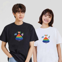 오너클랜 레인보우 디지털프린팅 인쇄티셔츠 반팔티 오버핏