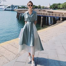 프렌치 미니멀 원피스 2021 언밸런스 헵번 스타일 a라인 롱 레이어드