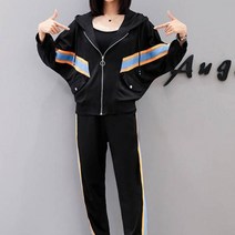 가바바 여성 트레이닝복 세트 파스텔 스트라이프 후드 집업 트레이닝복 세트 G39891