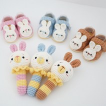 [JW손뜨개] 토끼 덧신 딸랑이 세트 만들기 패키지 DIY, 핑크, 1개