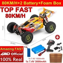 전문 110 레이싱 RC 자동차 24G 4WD 오프로드 드리프트 80 Kmh 금속 섀시 포뮬러 라디오 원격 제어 완구 어린이 선물, 80KM 2Battery