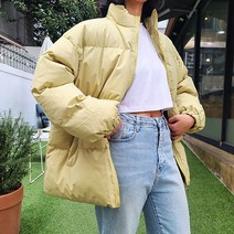일이오 여성 남자 남녀공용 커플 하이넥 오버핏 숏패딩