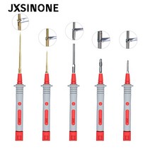 JXSINONE P1308D 실리콘 멀티 미터 테스트 리드 키트 금도금 정밀 샤프 프로브 세트 악어 클립 미니 그래버, 한개옵션1