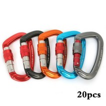 XINDA 전문 암벽 등산 카라비너 25KN 잠금 D형 안전 버클 야외 보호 장비 2 40 개, 20PCS