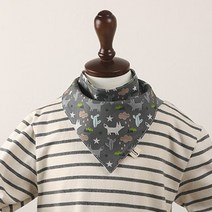 유아용 양면 스카프빕 동물 여우 그레이 턱받이 아기침받이 이유식 가운 자기주도 200일아기선물 똑딱이, 여우그레이AMKDS49