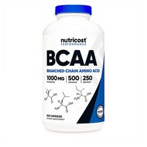 Nutricost 뉴트리코스트 BCAA 2:1:1 500mg 250회분 500캡슐, 1개, 1