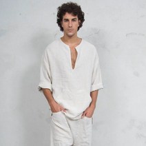 중동 이슬람 남성 셔츠 린넨 플레어 슬리브 중세 레인저 나이트 의상용 스타일 탑스