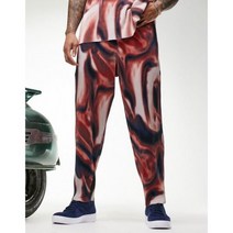 아소스 디자인 플리츠 셔링 주름 테이퍼드 테이퍼트핏ed 조거 팬츠 조커 바지 in wave print part of a 세트 골프 연습복 레슨 연습장 복장 남성 119673