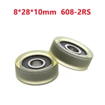 자전거베어링 8x28x10mm 저소음 가이드 휠 컨베이어 벨트 10 개/50 개 폴리우레탄 PU 608 608RS 롤러 베어링 마찰 풀리, [01] 10pcs