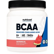 Nutricost BCAA 파우더 2:1:1 (무향) 90회 분량 - 분지 사슬 아미노산, 수박, 120.0 제공량 (1팩)