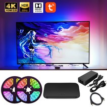 엠비언트라이트 무드등 자동차 차량용 실내등 HDMI 앰비언트 TV PC 백라이트 드림 스크린 USB LED 스트립 조명 박스/알렉사/구글 스마트 동기화 라이트 세트, 34.For 70 to 90 inch - 30leds