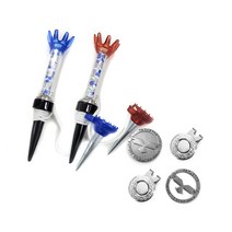 테뉴엣 자석 마그네틱 골프티 골프공 골프볼티+볼마커, 레드+볼마커 랜덤