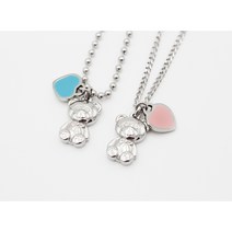 어린이 아기 돌선물 파니베어 써지컬스틸 미아방지 목걸이, 핑크, 기본체인, 유아용(35cm+3.5cm)